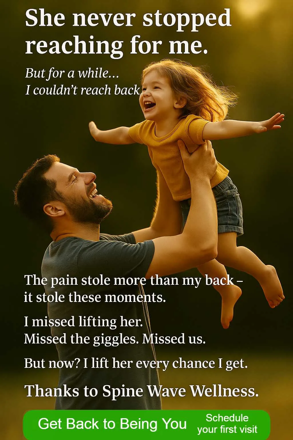Chiropractic ad: She never stopped reaching for me.