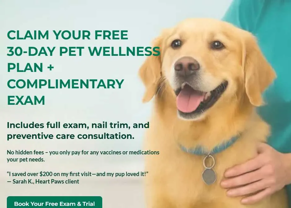 HeartPaws free 30-day pet wellness plan ad